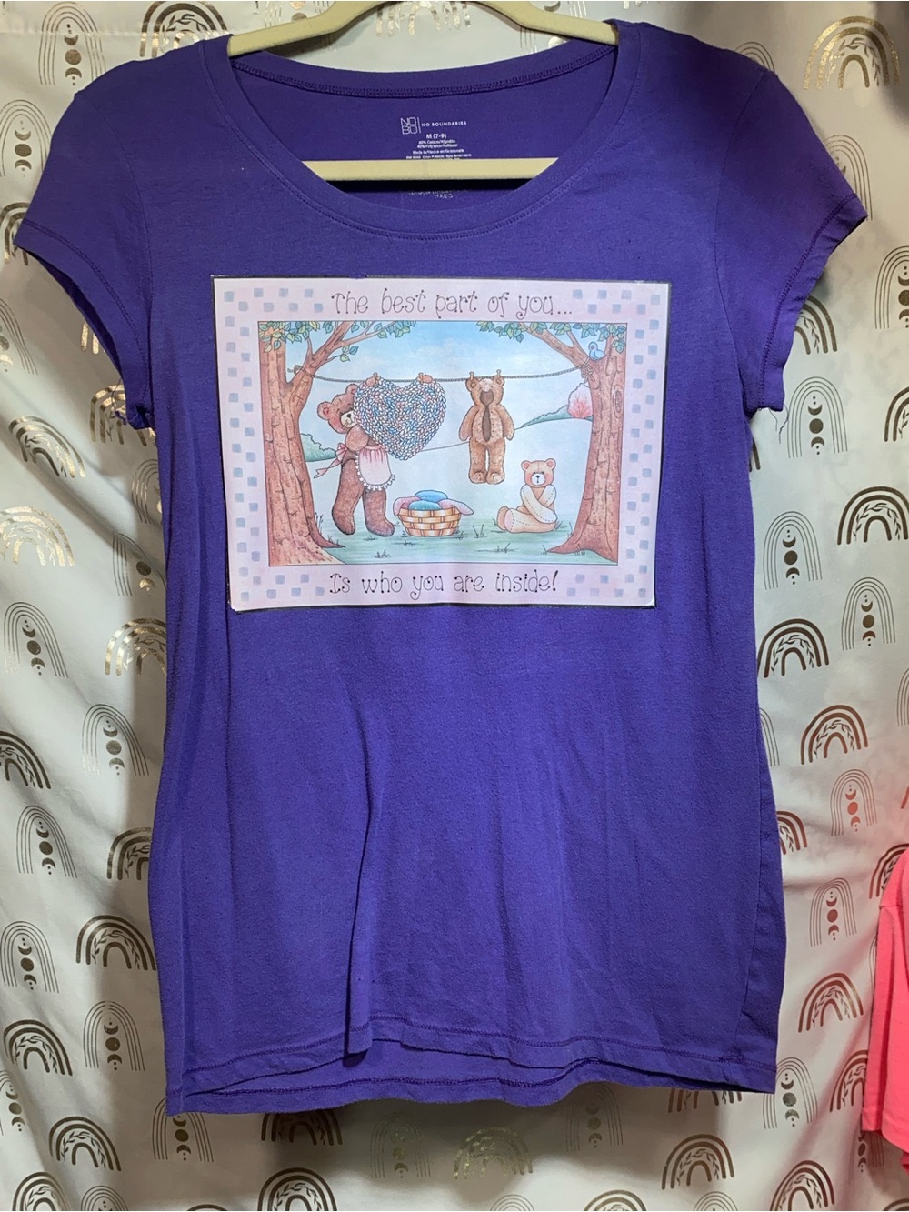 Up Cycled No Boundaries Purple Short-Sleeve Tee with Bear Graphic